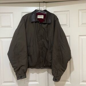 VNTG Eddie Bauer Mens Green‎ WAX  Full Lined gorpcore Grunge Field Jacket Y2K L